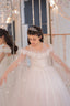 MADONNA COLLAR DETAIL 3D FLORAL DETAIL RELIGIOUS CEREMONY SPECIAL OCCASION DRESS