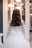 PEARL AND STONE BEADED GLITTER PRINT TULLE RELIGIOUS CEREMONY AND SPECIAL OCCASION DRESS