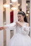 PEARL AND STONE BEADED GLITTER PRINT TULLE RELIGIOUS CEREMONY AND SPECIAL OCCASION DRESS