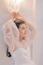 PEARL AND STONE BEADED GLITTER PRINT TULLE RELIGIOUS CEREMONY AND SPECIAL OCCASION DRESS
