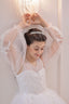PEARL AND STONE BEADED GLITTER PRINT TULLE RELIGIOUS CEREMONY AND SPECIAL OCCASION DRESS