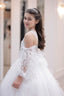 PEARL AND STONE BEADED GLITTER PRINT TULLE RELIGIOUS CEREMONY AND SPECIAL OCCASION DRESS
