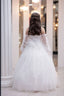 PEARL AND STONE BEADED GLITTER PRINT TULLE RELIGIOUS CEREMONY AND SPECIAL OCCASION DRESS