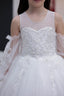 PEARL AND STONE BEADED GLITTER PRINT TULLE RELIGIOUS CEREMONY AND SPECIAL OCCASION DRESS