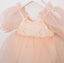 ROSE DETAILED PUFF SLEEVE LACE AND TULLE BEIGE DRESS PERFECT FOR BIRTHDAYS WEDDINGS AND CHRISTENINGS