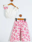 RUFFLED BOW DETAILED PATTERNED PANTS BLOUSE 2 PIECE SET