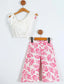 RUFFLED BOW DETAILED PATTERNED PANTS BLOUSE 2 PIECE SET