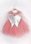 Pink Angel Wings Tutu Dress (Floral Headband Accessory Combination)