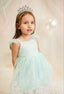 CRYSTAL QUEEN CROWN ACCESSORIZED MINT GREEN PINK WHITE BABY BLUE SPARKLING PRINCESS BIRTHDAY WEDDING SPECIAL OCCASION DRESS
