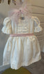 SPECIAL OCCASION BROCADE DRESS WITH ORGANZA TULLE HAIR ACCESSORY