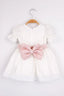 SPECIAL OCCASION BROCADE DRESS WITH ORGANZA TULLE HAIR ACCESSORY