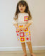 PEARLY DEDTAILED CROWN HAIR ACCESSORY SUZENE SKIRT AND T-SHIRT THREE PIECE CREAM SET