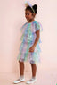 Shimmering Star-Patterned Colorful Tulle Dress (Hair Accessory Combination)