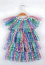 Shimmering Star-Patterned Colorful Tulle Dress (Hair Accessory Combination)