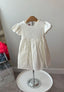 TIE DYE DENIM JACKET AND CREAM DRESS SET 9-24M