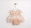 TULLE HEADBAND SET WITH RIBBON LACE COLLAR FLORAL ACCESSORY LACE AND TULLE PUFFY SKIRT STYLE ROMPER FOR BIRTHDAYS CHRISTENINGS AND WEDDINGS