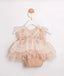 TULLE HEADBAND SET WITH RIBBON LACE COLLAR FLORAL ACCESSORY LACE AND TULLE PUFFY SKIRT STYLE ROMPER FOR BIRTHDAYS CHRISTENINGS AND WEDDINGS