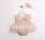 TULLE HEADBAND SET WITH RIBBON LACE COLLAR FLORAL ACCESSORY LACE AND TULLE PUFFY SKIRT STYLE ROMPER FOR BIRTHDAYS CHRISTENINGS AND WEDDINGS