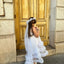 WEDDING SPECIAL OCCASION DRESS WITH LONG FLORAL DETAILED TULLE VEIL AND MATCHING HAIR CROWN