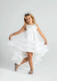 WEDDING SPECIAL OCCASION DRESS WITH LONG FLORAL DETAILED TULLE VEIL AND MATCHING HAIR CROWN