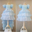 LAYERED ELEGANT GOWN FOR BIRTHDAY SPECIAL OCCASIONS WITH TIARA AND TULLE GLOVE COMBINATION CAN BE WORN WITH A LONG OR SHORT BACK DESIGN