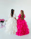LAYERED ELEGANT GOWN FOR BIRTHDAY SPECIAL OCCASIONS WITH TIARA AND TULLE GLOVE COMBINATION CAN BE WORN WITH A LONG OR SHORT BACK DESIGN