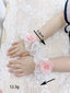 WHITE SATIN SHEER LACE FLORAL DETACHABLE CUFF SLEEVES FOR BIRTHDAY WEDDING ACCESSORIES