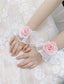 WHITE SATIN SHEER LACE FLORAL DETACHABLE CUFF SLEEVES FOR BIRTHDAY WEDDING ACCESSORIES