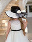 WHITE SPECIAL OCCASION DRESS WITH BLACK PIPING DETAIL 3 PIECE SET WITH HAT AND JACKET
