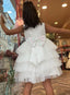 WHITE TULLE SPECIAL OCCASION DRESS WITH SEQUIN DETAIL AND PEARL BELT