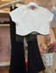 2 PIECE SET WITH CHAIN DETAILED CROP TOP FLARED PANTS