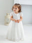 BABY GIRL LONG LACE DRESS WITH BONNET FOR CHRISTENING WEDDING AND BIRTHDAY DRESS 0-2 YEARS