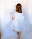 BALLOON SLEEVE VOLUMINOUS ORGANZA PINK WHITE LILAC BIRTHDAY SPECIAL OCCASION DRESS WITH PEARL BEADED TIARA ACCESSORY COMBINATION