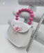 BEADED HANDLE WHITE BAG WITH FLORAL DETAILS