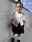 BLACK - WHITE BOW DETAIL 2 PIECE SET