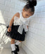 BLACK - WHITE BOW DETAIL 2 PIECE SET