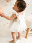 BUTTERFLY ANGEL WING LACE AND TULLE DETAILED DRESS WITH SPARKLING FLORAL HAIR CLIP PERFECT FOR BIRTHDAYS WEDDINGS AND CHRISTENINGS