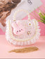 CHILDREN IS CUTE PLUSH RABBIT PEARLY RUFFLE DECOR FLAP CLOSURE BEADED HANDLE FASHIONB CHAIN SHOULDER CROSSBODY BAG
