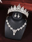 CHILDREN WHITE RHINESTONE SILVER CROWN NECKLACE AND EARRINGS 4 PIECE SET COSTUME ACCESSORIES FOR BIRTHDAY WEDDING STAGE PERFORMANCE HOLIDAY