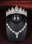 CHILDREN WHITE RHINESTONE SILVER CROWN NECKLACE AND EARRINGS 4 PIECE SET COSTUME ACCESSORIES FOR BIRTHDAY WEDDING STAGE PERFORMANCE HOLIDAY