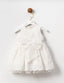 EMBROIDERED FABRIC WHITE WEDDING BIRTHDAY SPECIAL OCCASION DRESS