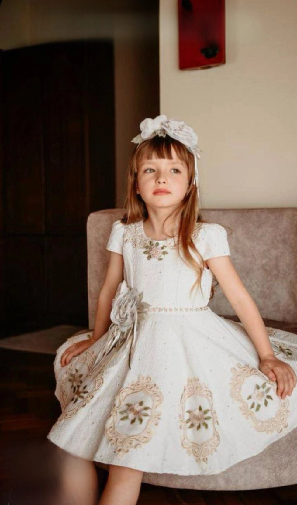 girls embroidered special occasion dress product info and reviews Virelle - Velvet Flower Girl Dress Bordeaux