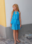 FEATHERED BOW HEADBAND MATCHING BLUE DRESS