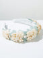FLORAL FABRIC HEADBAND WITH GEMS FRESH FLORAL DECOR HAIR ACCESSORY TOUCH FOR BIRTHDAY AND WEDDING DRESSES