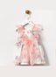 FLORAL PRINT DRESS WITH CRYSTAL TULLE BOW