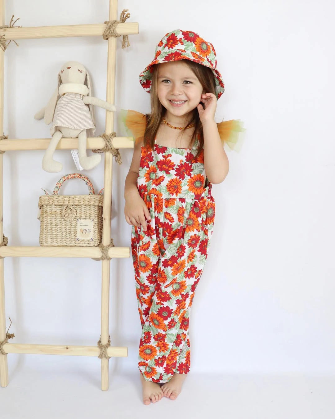 FLORAL PRINT JUMPSUIT WITH HAT – Lydia Kids