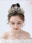GIRL IS GOLDEN CROWN ELEGAN LUXURY NECKLACE EAR CLIP EARRINGS FASHION SHOW PHOTO BIRTHDAY WEDDING HEADBAND SET