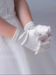 GIRLS WHITE SATIN PRINCESS GLOVES FOR FIRST COMMUNION BIRTHDAY WEDDING ACCESSORY