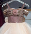 GLITTERY PINK PURPLE GOLD IRIDESCENT FABRIC TULLE SPECIAL OCCASION DRESS WITH CRYSTAL PRINCESS TIARA SET
