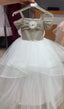 GLITTERY SILVER PRINCESS SPECIAL OCCASION DRESS AND CRYSTAL TIARA SET